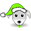 download Funny Dog Face Grey Cartoon With Santa Claus Hat clipart image with 90 hue color