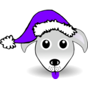download Funny Dog Face Grey Cartoon With Santa Claus Hat clipart image with 270 hue color