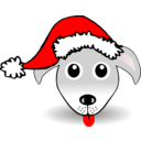 Funny Dog Face Grey Cartoon With Santa Claus Hat