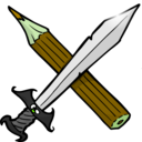download Sword And Pencil clipart image with 45 hue color