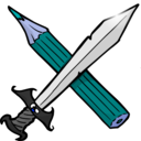 download Sword And Pencil clipart image with 180 hue color