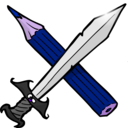 download Sword And Pencil clipart image with 225 hue color