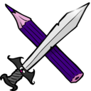 download Sword And Pencil clipart image with 270 hue color