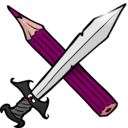 download Sword And Pencil clipart image with 315 hue color