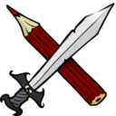 download Sword And Pencil clipart image with 0 hue color