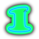 download Neon Numerals 1 clipart image with 135 hue color