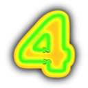 download Neon Numerals 4 clipart image with 45 hue color