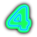 download Neon Numerals 4 clipart image with 135 hue color