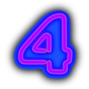 download Neon Numerals 4 clipart image with 225 hue color