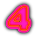 download Neon Numerals 4 clipart image with 315 hue color