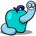 download Apple Worm clipart image with 180 hue color