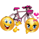 Valentine Pink Bicycle Smiley Emoticon