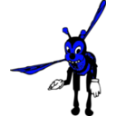 download Bending Bee clipart image with 180 hue color