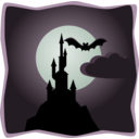 download Spooky Castle In Full Moon clipart image with 90 hue color