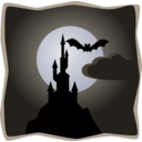 download Spooky Castle In Full Moon clipart image with 180 hue color