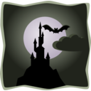 download Spooky Castle In Full Moon clipart image with 225 hue color