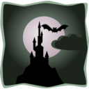 download Spooky Castle In Full Moon clipart image with 270 hue color