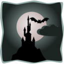 download Spooky Castle In Full Moon clipart image with 315 hue color