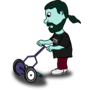 download Comic Characters Guy Pushing Reel Mower clipart image with 135 hue color