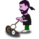 download Comic Characters Guy Pushing Reel Mower clipart image with 270 hue color
