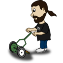 Comic Characters Guy Pushing Reel Mower