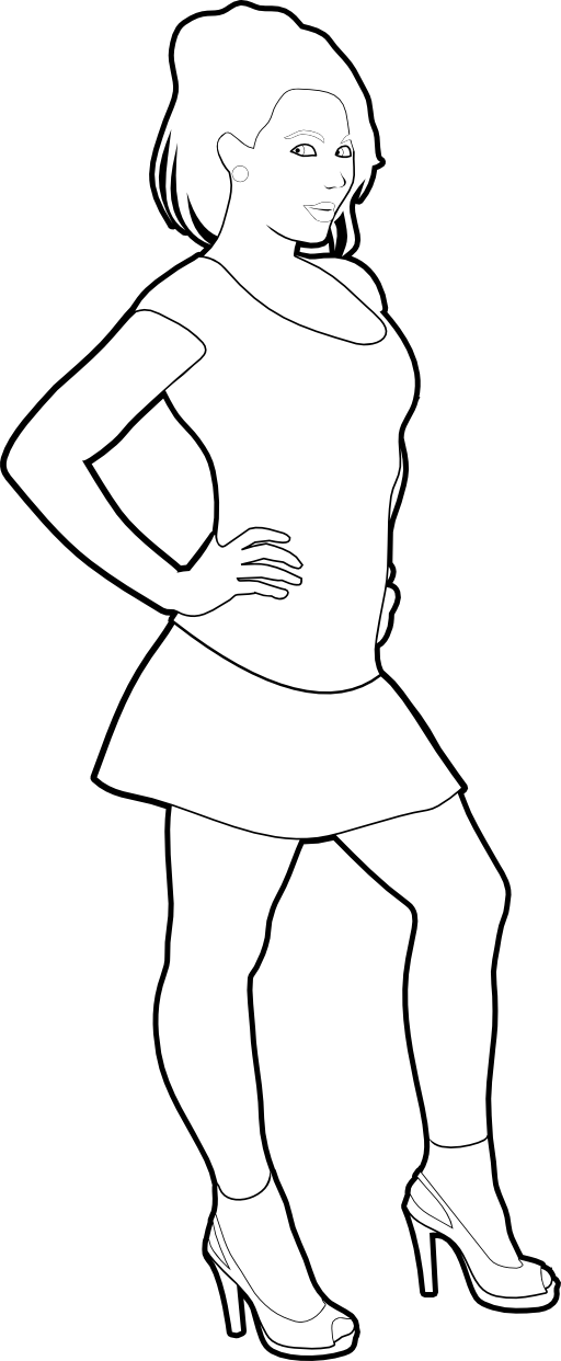 Cheerful Girl Outline