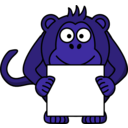 download Sign Holding Monkey clipart image with 225 hue color