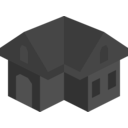 download Placeholder Isometric Building Icon Dark clipart image with 270 hue color