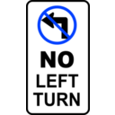 download Sign No Left Turn clipart image with 225 hue color