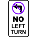 download Sign No Left Turn clipart image with 270 hue color
