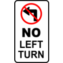 download Sign No Left Turn clipart image with 0 hue color