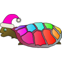 download Funny Turtle With Santa Hat clipart image with 315 hue color
