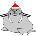 download Santa Walrus clipart image with 0 hue color