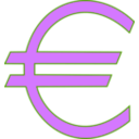 download Monetary Euro Symbol clipart image with 225 hue color