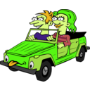 download Girl And Boy Driving Car Cartoon clipart image with 45 hue color