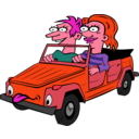 download Girl And Boy Driving Car Cartoon clipart image with 315 hue color