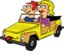 Girl And Boy Driving Car Cartoon