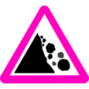 download Roadsign Falling Rocks clipart image with 315 hue color