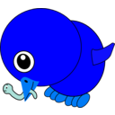 download Funny Chick Eating Earthworm Cartoon clipart image with 180 hue color