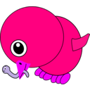 download Funny Chick Eating Earthworm Cartoon clipart image with 270 hue color
