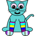 download Cartoon Cat In Rainbow Socks clipart image with 180 hue color