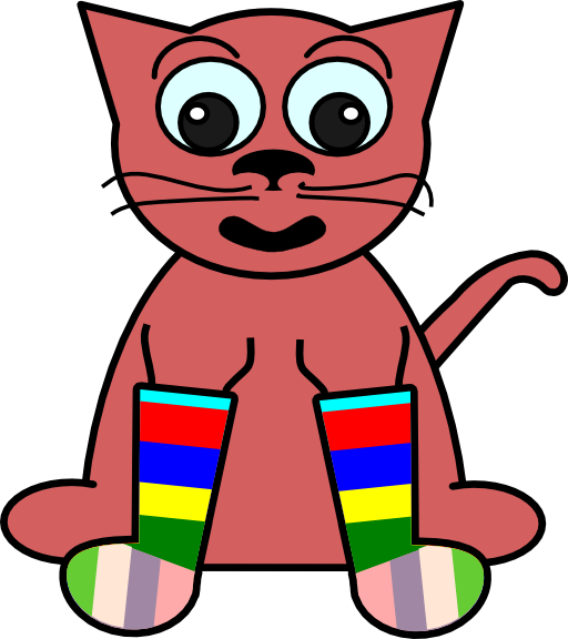 Cartoon Cat In Rainbow Socks