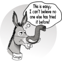 download Deciding Donkey clipart image with 180 hue color