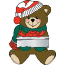 download Christmas Bear Wih Present clipart image with 0 hue color