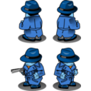 download Noir Detective Sprite clipart image with 180 hue color