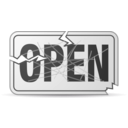 download Scratched And Damaged Open Sign clipart image with 90 hue color