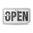 download Scratched And Damaged Open Sign clipart image with 180 hue color