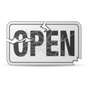 download Scratched And Damaged Open Sign clipart image with 270 hue color