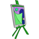 download Easel With Kids Painting clipart image with 90 hue color