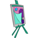 download Easel With Kids Painting clipart image with 135 hue color